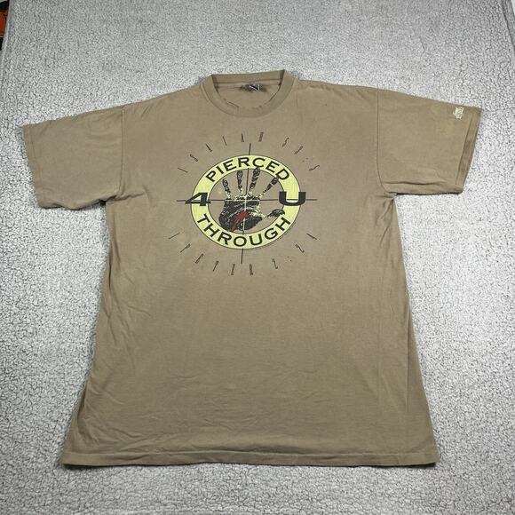 Vintage Jesus Living Epistles Shirt Mens XL Beige Pierced Through 4 U Christian - Picture 7 of 16